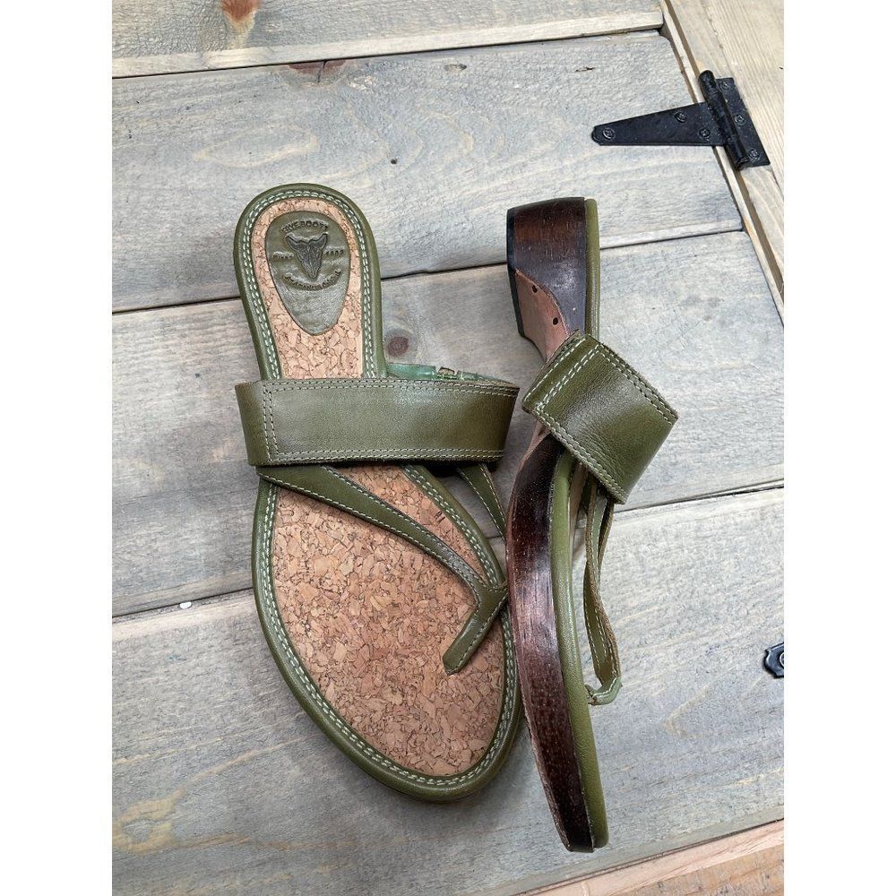 FRYE Boots Chelsea Thong Olive Green Sandals 6.5M Slip On - Picture 6 of 7